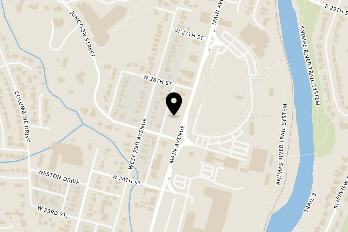 Map showing the location of Frida's Mexican Restaurant & Cantina on 2525 Main Ave in Durango
